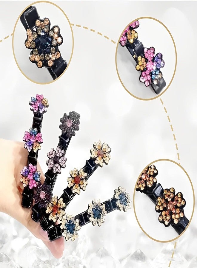 Dulier 4Pcs Sparkling Crystal Stone Braided Hair Clips Barrettes for Women | Duckbill Hair Accessories for Styling, Thin/Thick Hair | Secure Grip Rhinestone Clips - Image 2